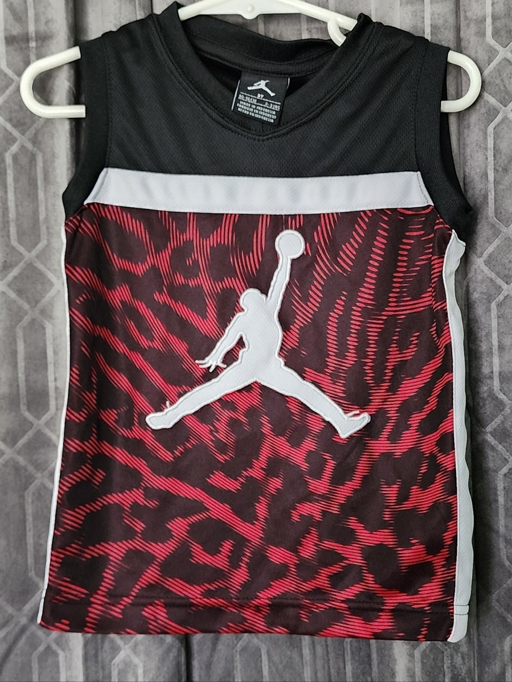 Jordan Red & Black Boys' Sleeveless Basketball Jersey with White Jumpman